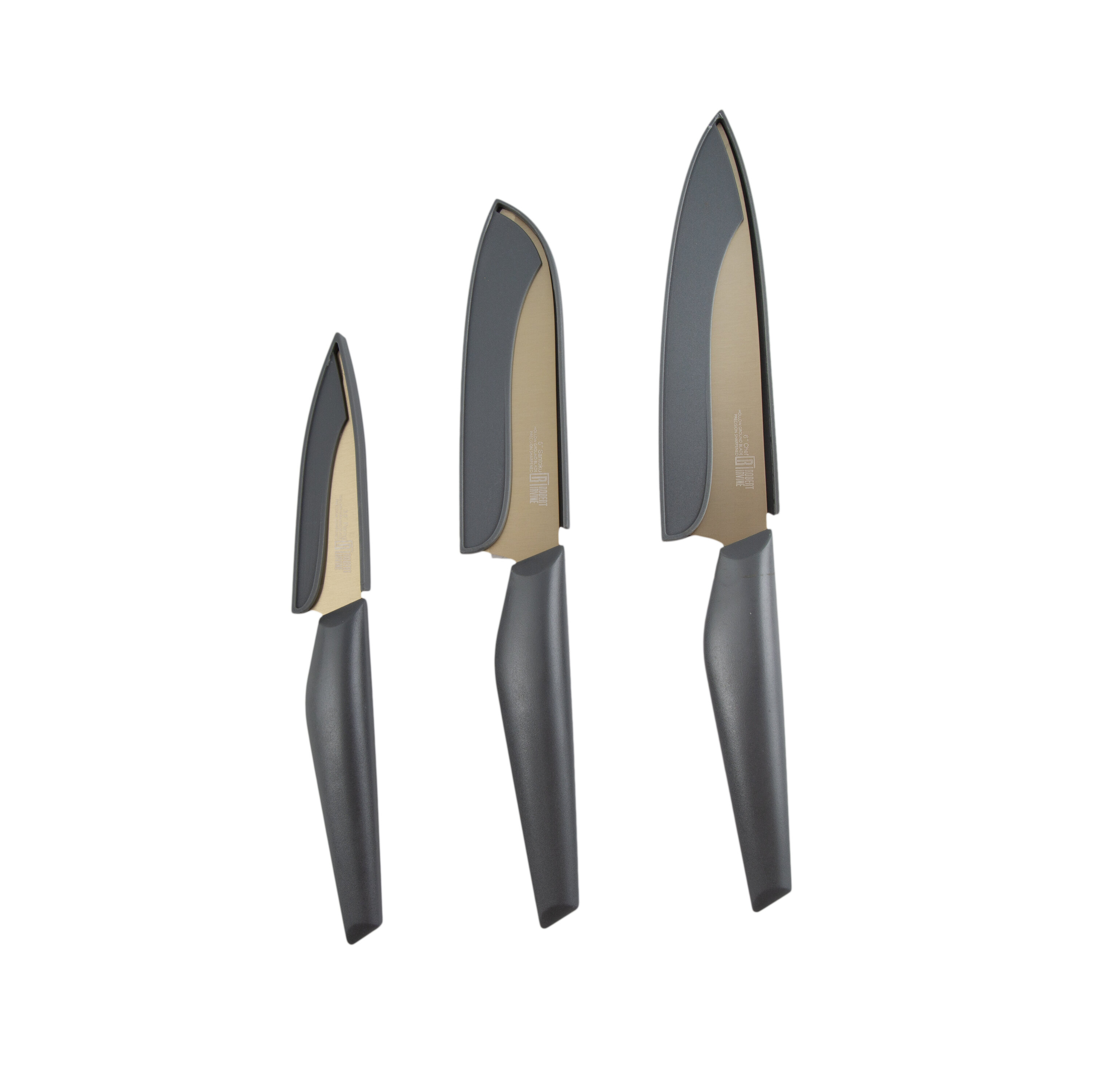 Robert Irvine 10-Piece Hollow Handle Knife Block Set - Brushed Gold