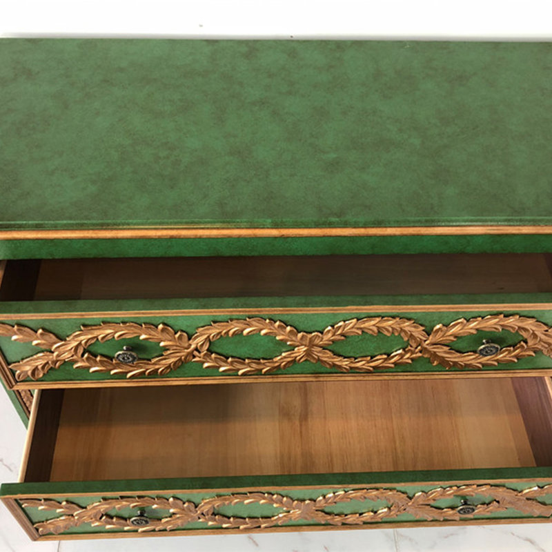 Luxury-Style American-style Entry Cabinet, Green/Gold