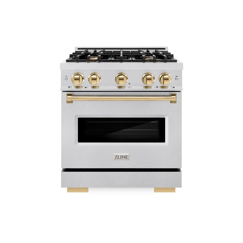 ZLINE Autograph 30" Classic DuraSnow Gas Range w/ 4 Burners & Gold Accents, Gold