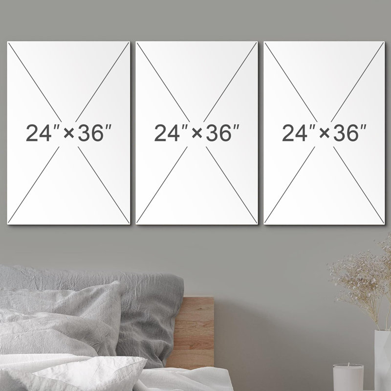 Luxury Abstract Polygonal Background 3D Effect Rendering Canvas 3 Pieces Print, 36" H x 72" W x 1.5" D