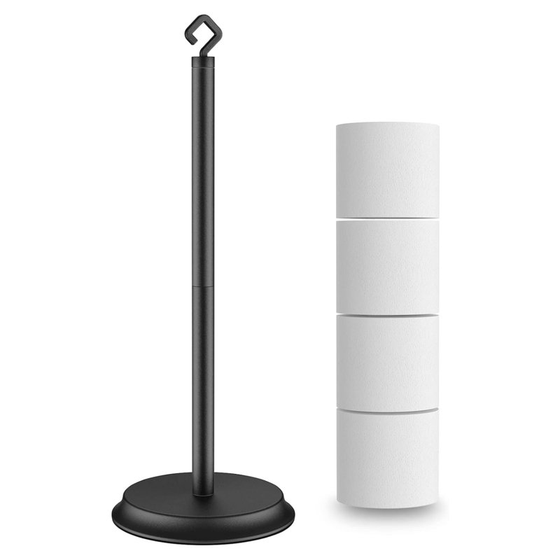 Porte-papier hygiénique autoportant pour salle de bain, support de rouleau de papier hygiénique en métal antirouille avec base lourde, conception peu encombrante, peut contenir 4 grands rouleaux