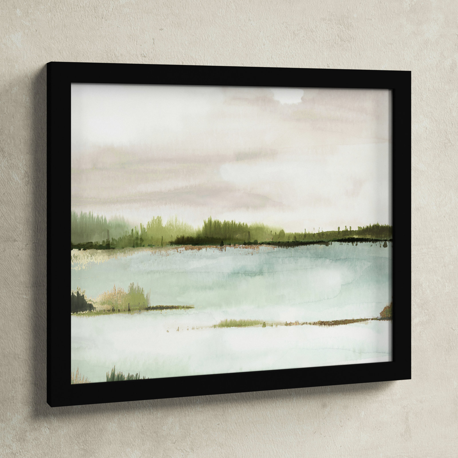 Adamsville "Silent Lake" Painting, 17" H x 20" W x 1.12" D, Black Framed
