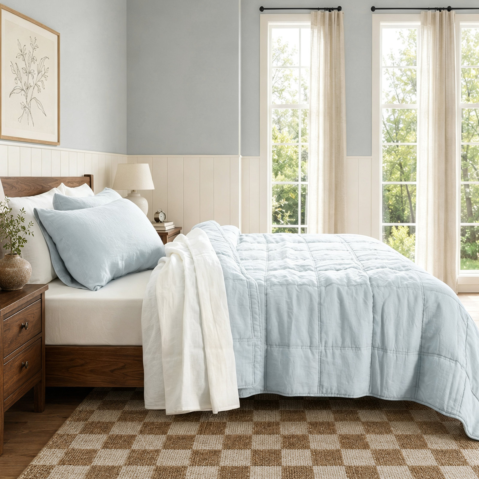 100% French Linen All-Season Comforter Set With Shams, Plein Air, King Comforter + 2 King Shams