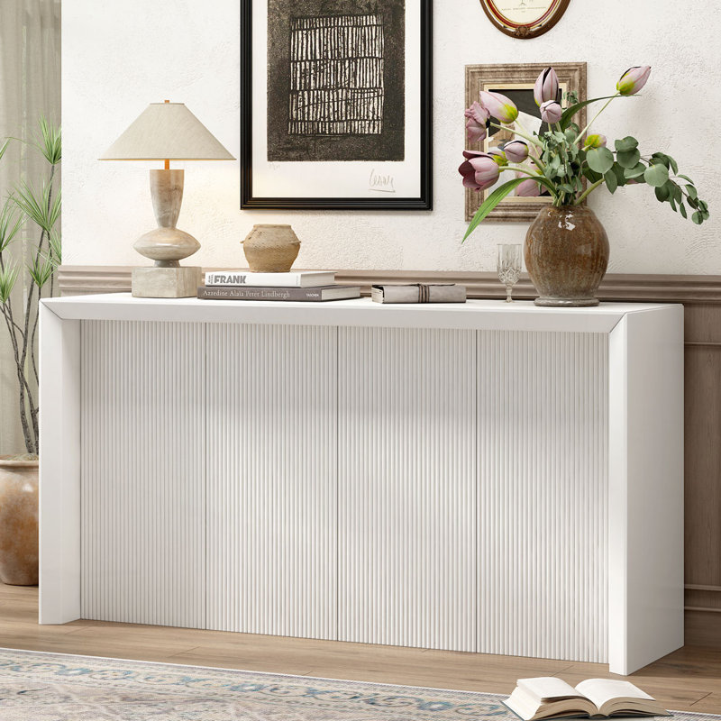 Console en placage de bois d'acacia, Beige