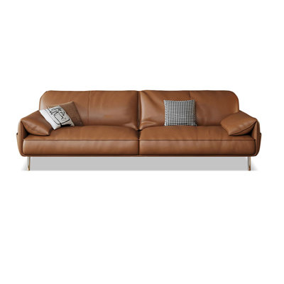 Causeuse coussin orange en cuir véritable