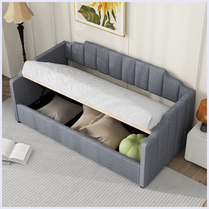 Modern Upholstered Daybed with Underneath Storage, Gray, Full