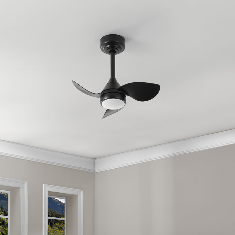 Ventilateur de plafond à DEL à intensité variable 22 po Albini, Noir mat, Déco noir de jais