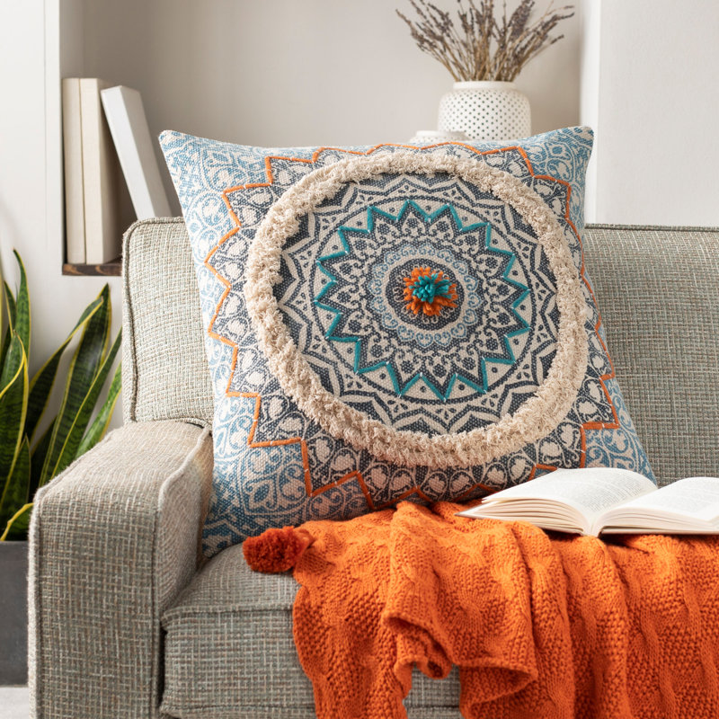 Fallsburg Square Cotton Throw Pillow Cover, 18" x 18", Polyester/Polyfill