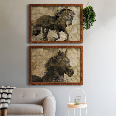 Midnight Stallion - ensemble de 2 peintures sur toile encadrées