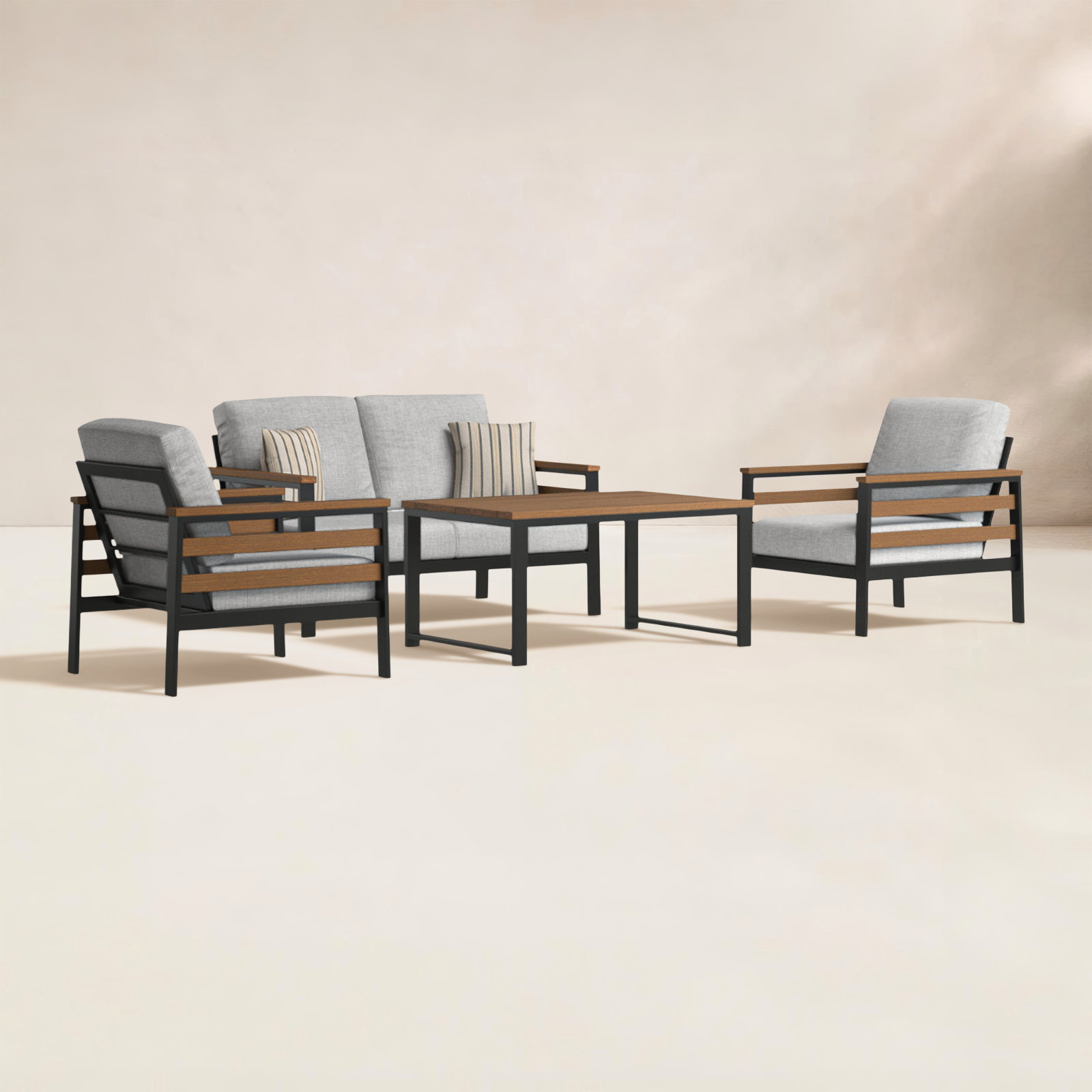 Townsend 4-Person Sunbrella® Patio Seating Group, Canvas Granite