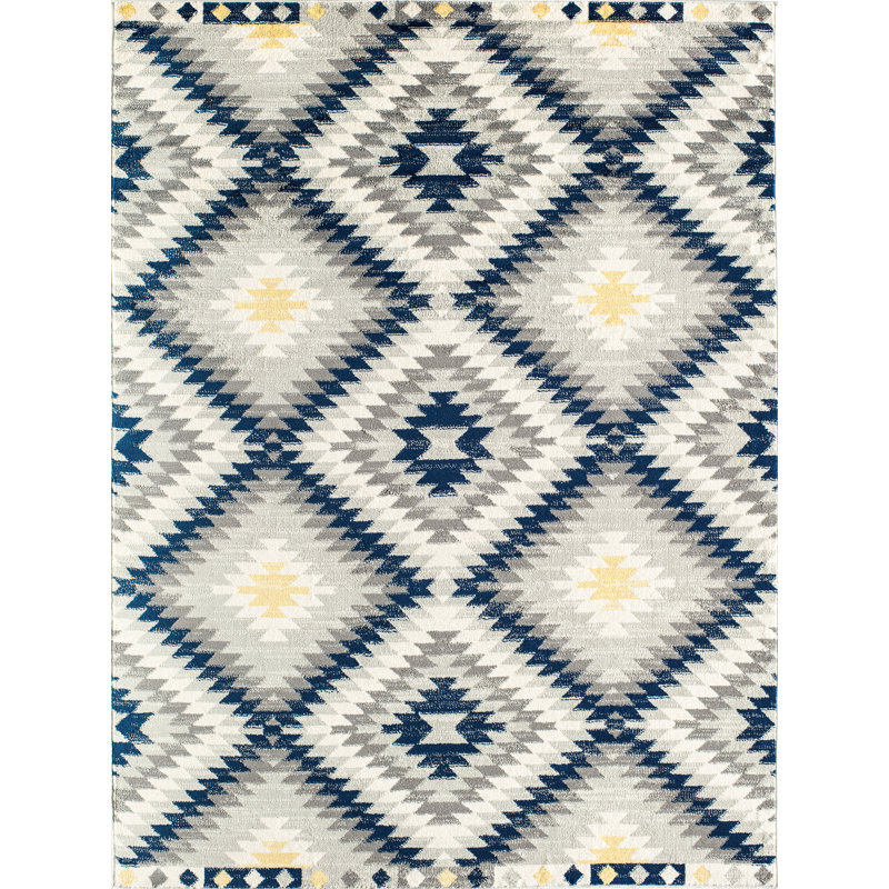 Tonio Tribal Kilim Navy Area Rug, Rectangle 8'9" x 12'