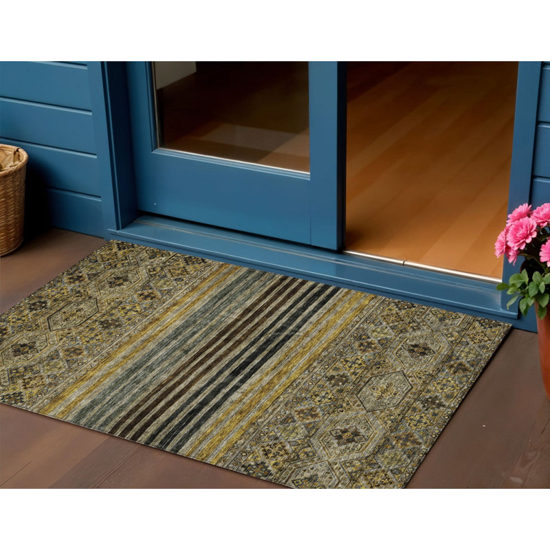 Tapis intérieur lavable extérieur 3 pi x 5 pi Medallion