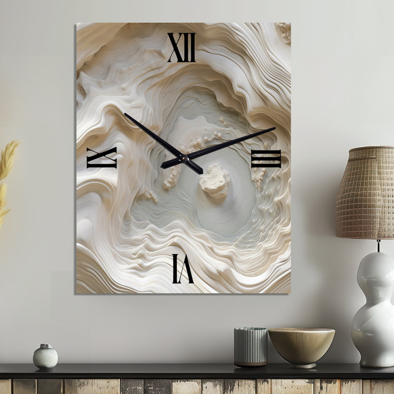 Horloge murale abstraite en métal crème Spiral Nebula II, Petit