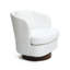 Chaise d'appoint rembourrée blanche tissée pivotante texturée avec base et coussin brun foncé