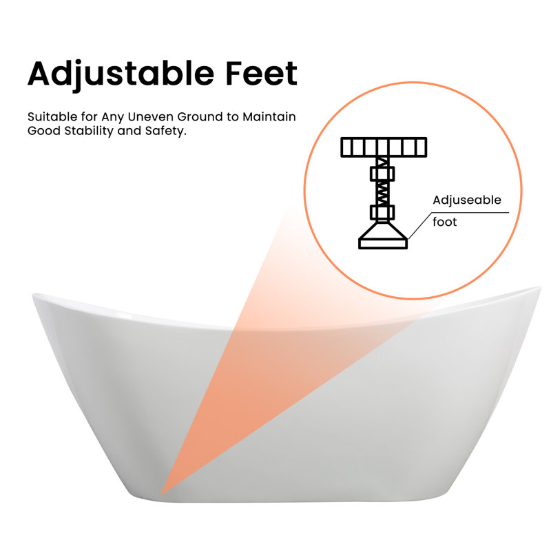 Maziyah 150mm x 78mm Freestanding Soaking Acrylic Bathtub