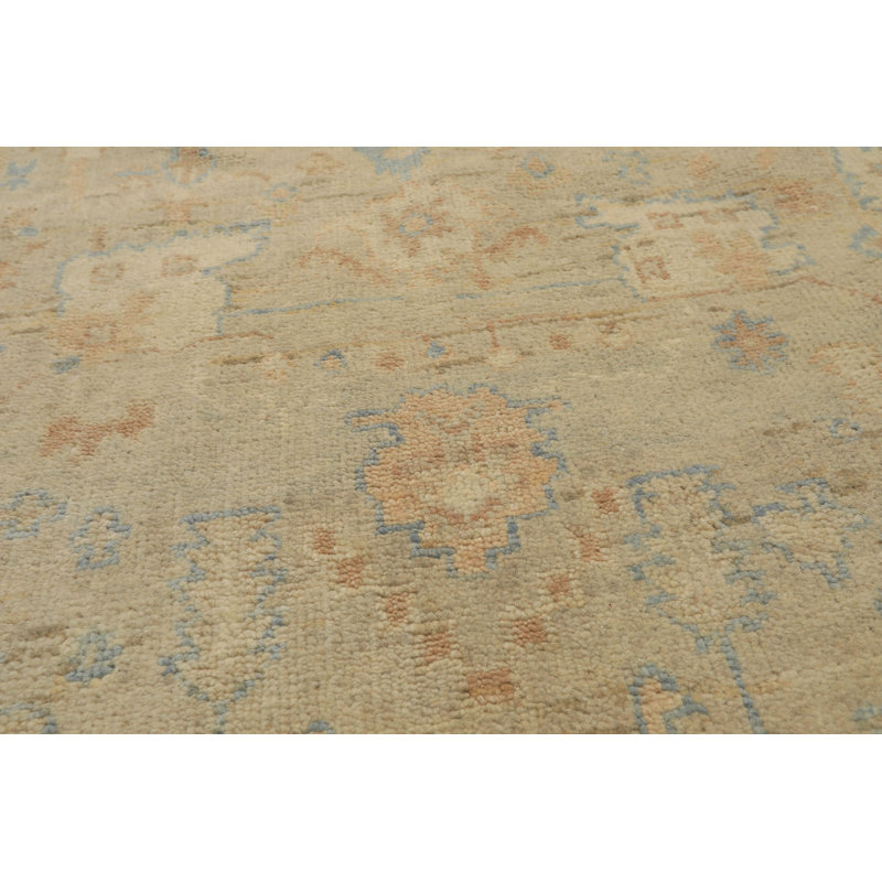 Tapis transitionnel beige en laine noué à la main 3 x 5
