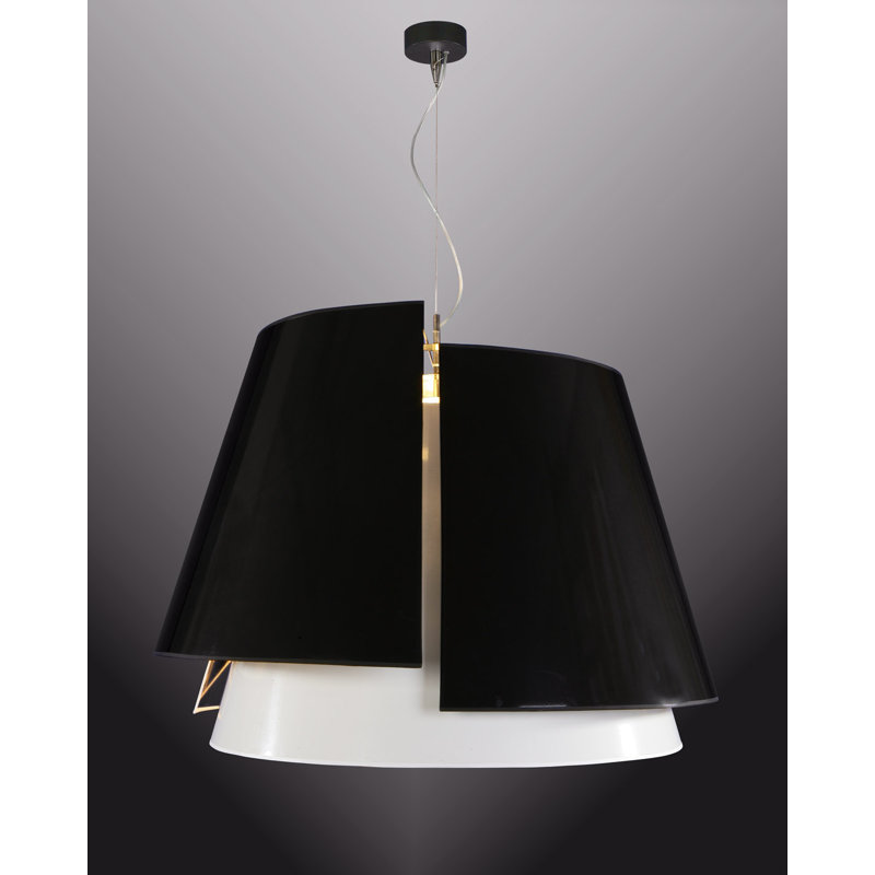 Abington 4 - Light Bright Black Drum Pendant, Orange, 75 cm H x 60 cm W