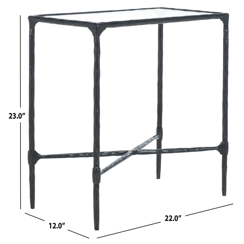 Isabellina Metal and Glass Accent Table, Black