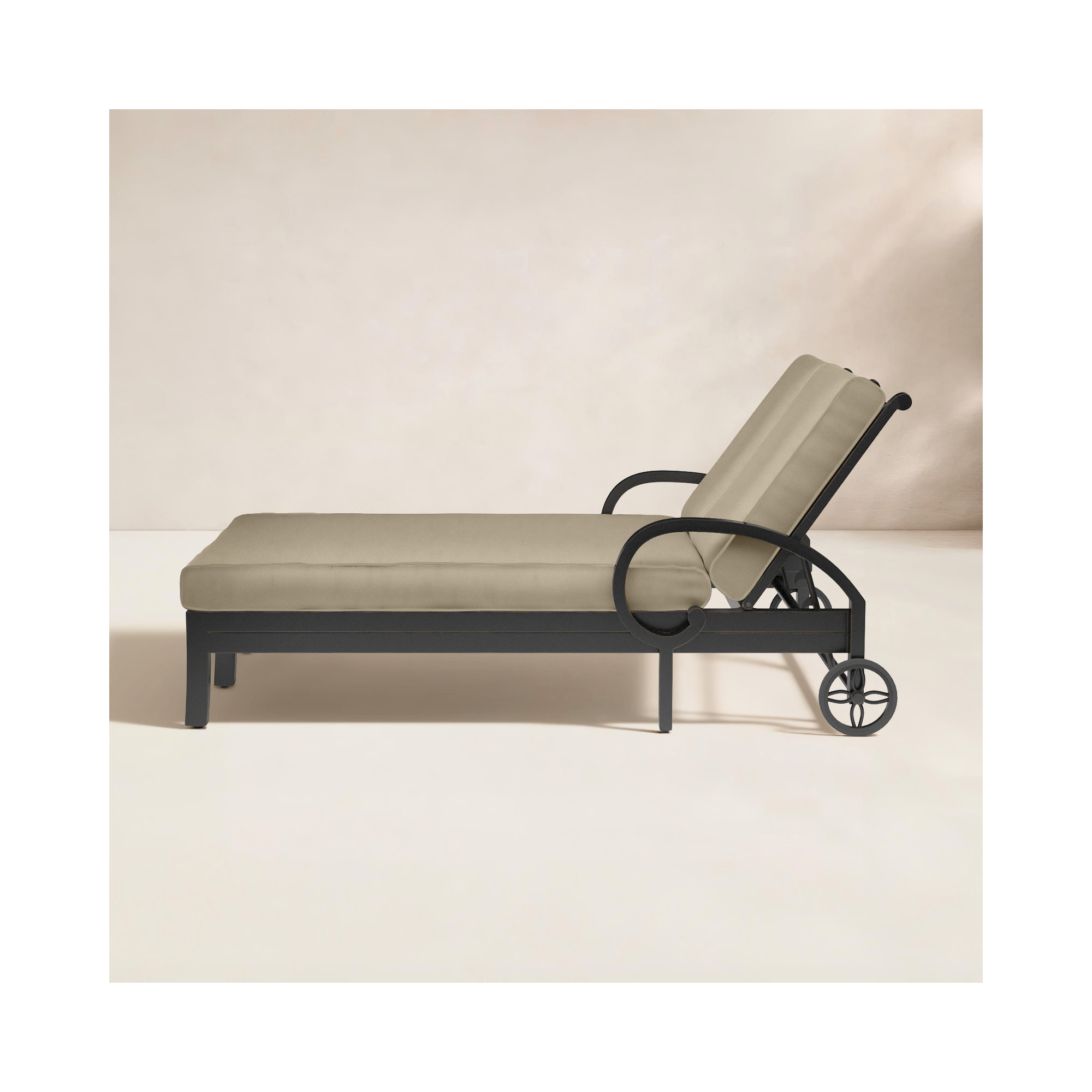 Monterey Outdoor Metal Double Chaise Lounge, Linen Stone Sunbrella®