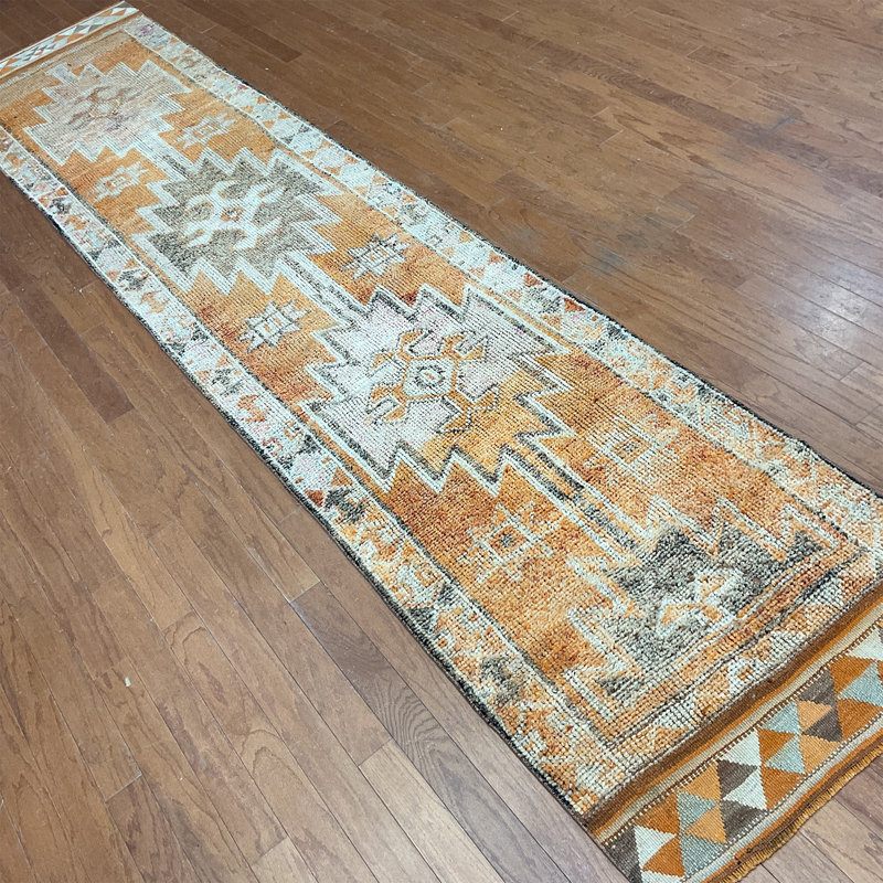  Handmade Turkish Oushak Wool Runner