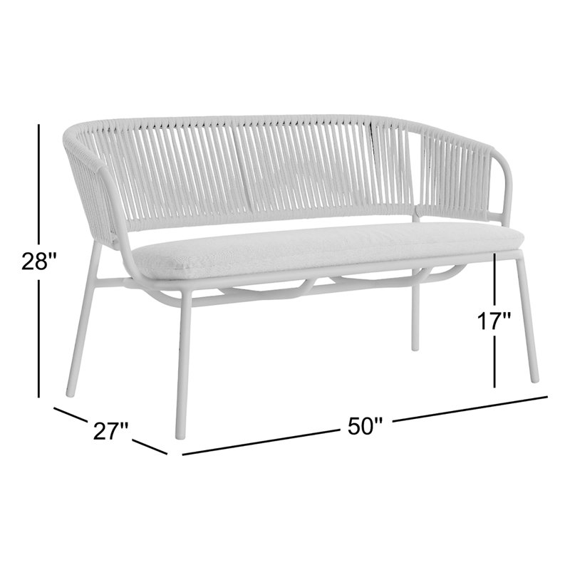 Mate 50'' Wide Straight Powder Coated Aluminum Loveseat with Cushions, Toohey Olive Plainweave