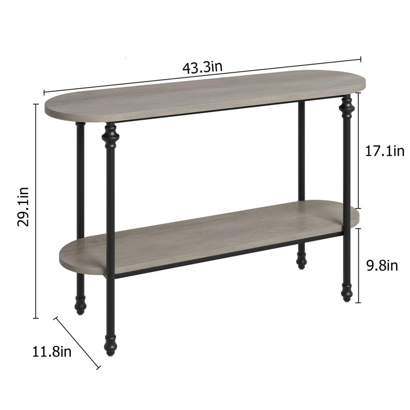 Entryway Table, 43.3" Console Table With Storage, 2 Tier Sofa Table, Gray