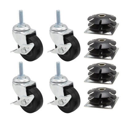 2in. Square Metal Double Star Caster Insert With Brakes