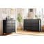 Commode noire à 6 tiroirs, grande commode pour chambre à coucher, commode en bois, meuble télé avec tiroirs pour chambre à coucher, enfants, bébé, noir-264841923
