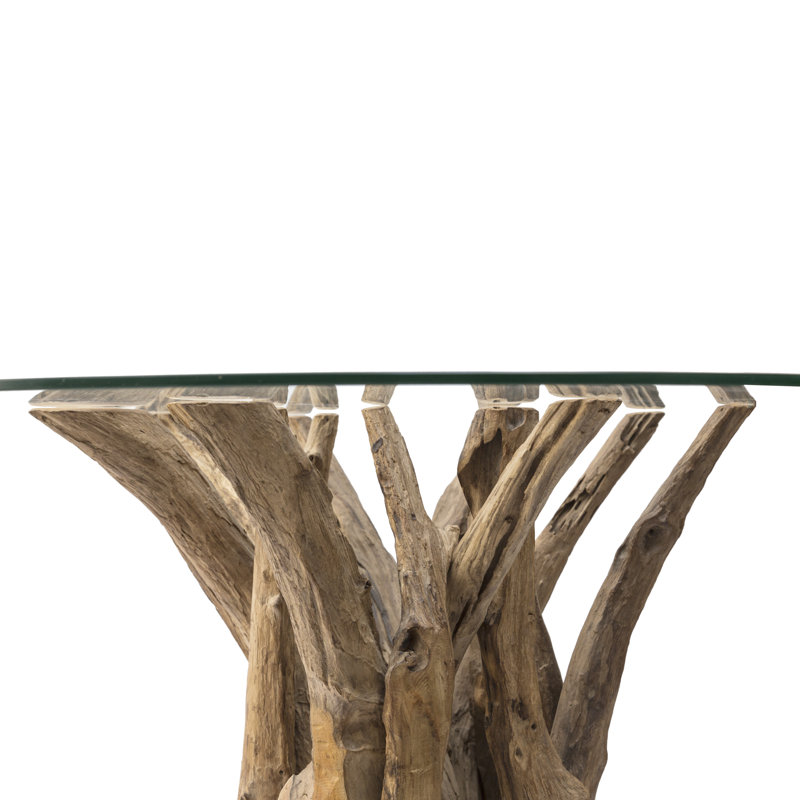 Sandbach Round Glass Top Solid Wood Base Dining Table