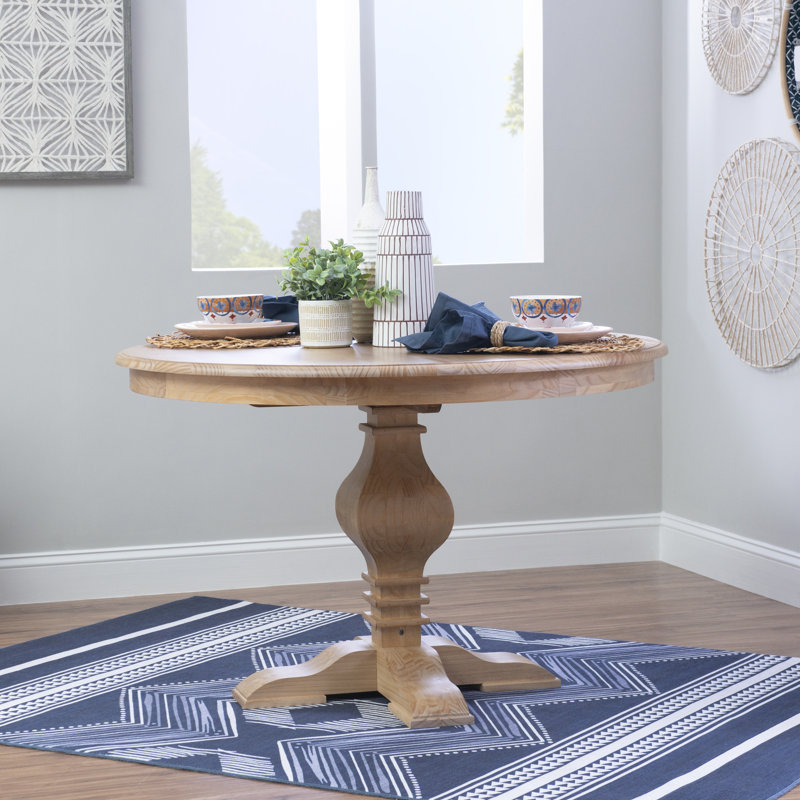 Strickler Pine Round Solid Wood Top with Solid Wood Base Dining Table