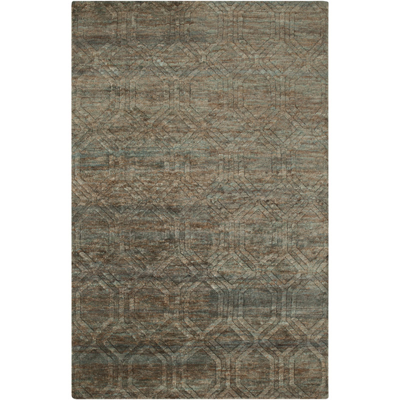Tapis gris / brun noué à la main Limewood, Rectangle 2 pi x 3 pi