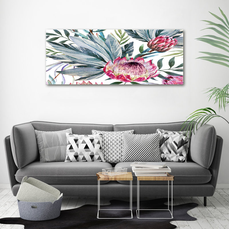 Protea - No Frame Print on Glass, Canvas, 50cm H x 125cm W x 2cm D