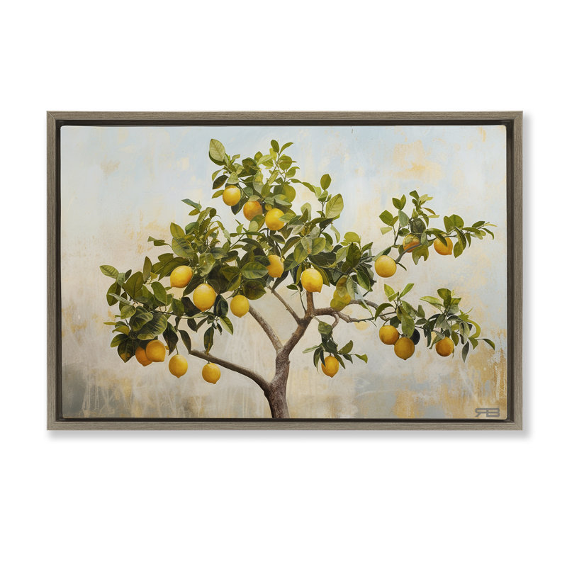 Toile flottante encadrée «Lemon Tree Branches» par RB, Brun, H 21 po x l 31 po