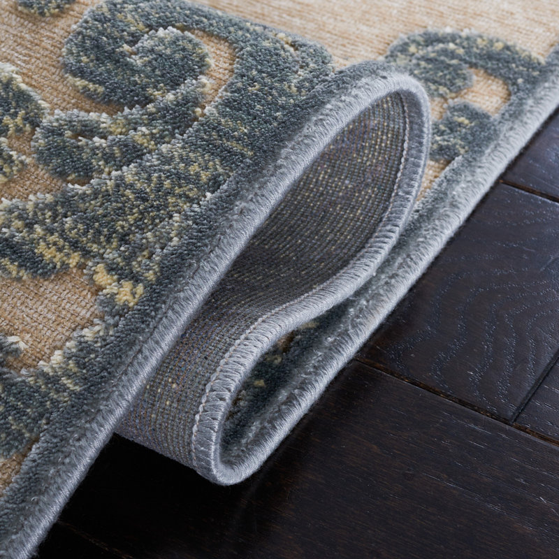 Grey and Multicolor Viscose Chenille Rectangular Area Rug