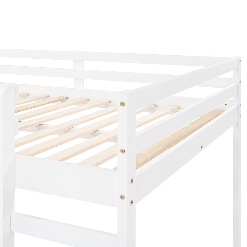 Lit en bois massif blanc avec glissoire étincelante - assurant une mezzanine captivante de construction stable
