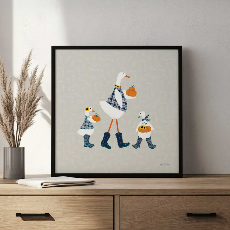 «Ducks in the Pumpkin Patch X» par Yvette St. Amant, reproduction d'art, H 30 po x l 30 po, Érable