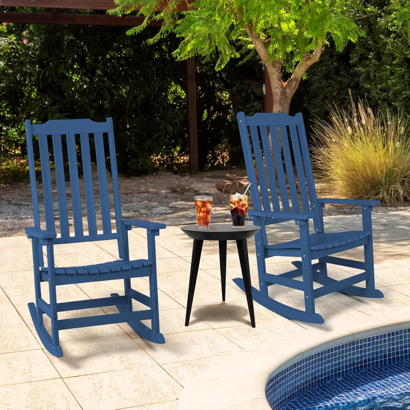 Chaise berçante d'extérieur Bertsche, Bleu, 2