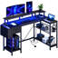 L-Shaped Metal Base Computer Desk with Power Outlet-737119944-737827037