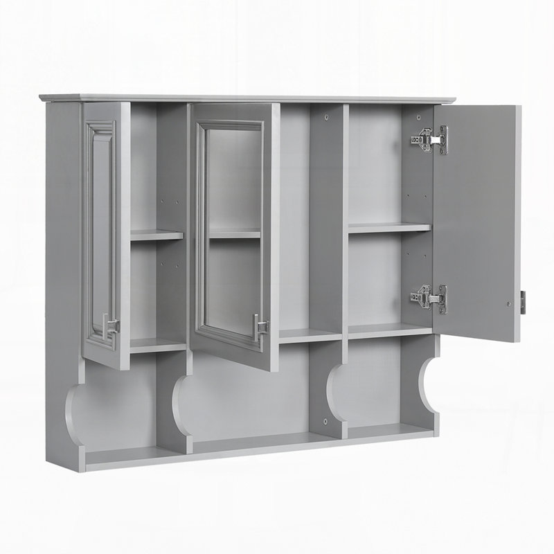 Armoire murale de salle de bain moderne avec miroir 35 po x 28 po, Gris