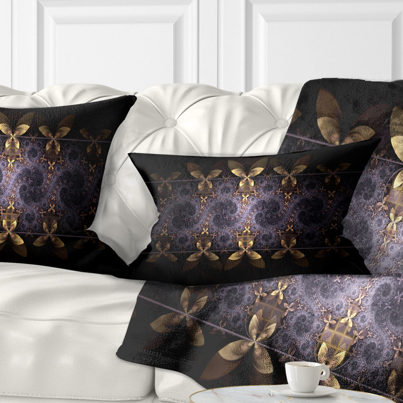 Coussin imprimé floral jaune et violet