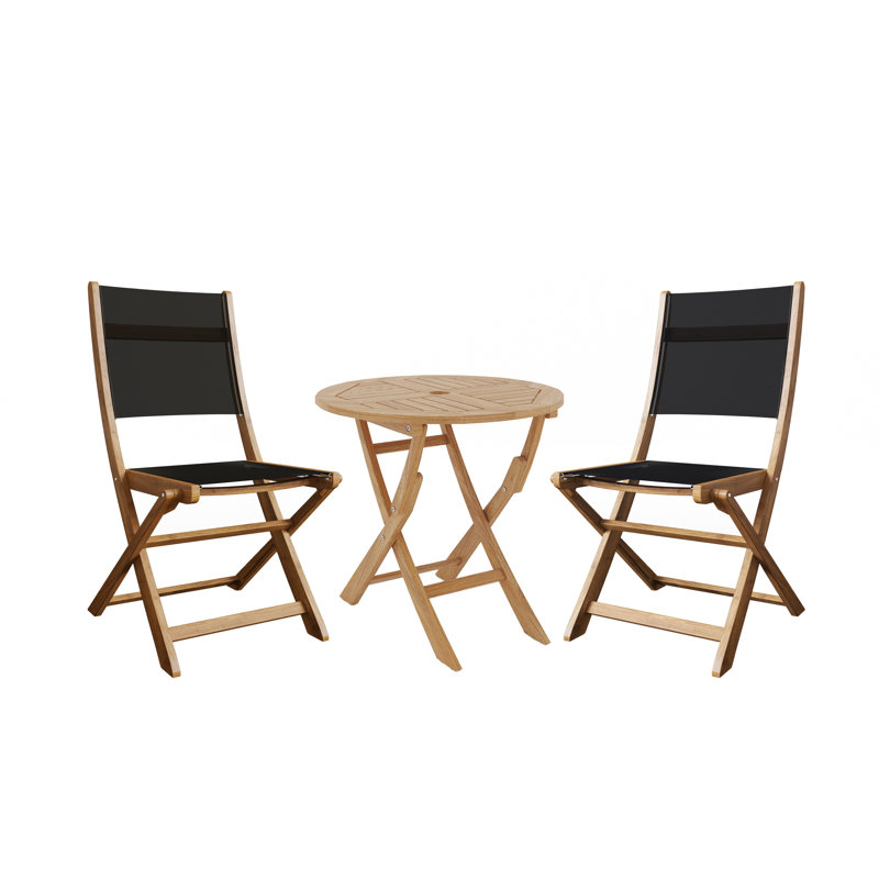 Ensemble bistro 3 pièces avec table pliante et chaises Flener, Noir