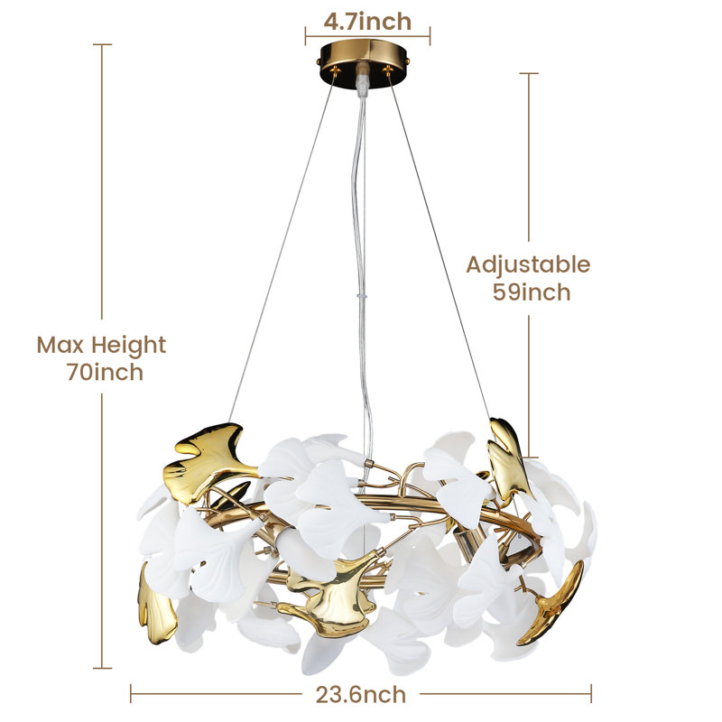 1 - Light Chandelier, 12" H x 23.6" W x 23.6" D