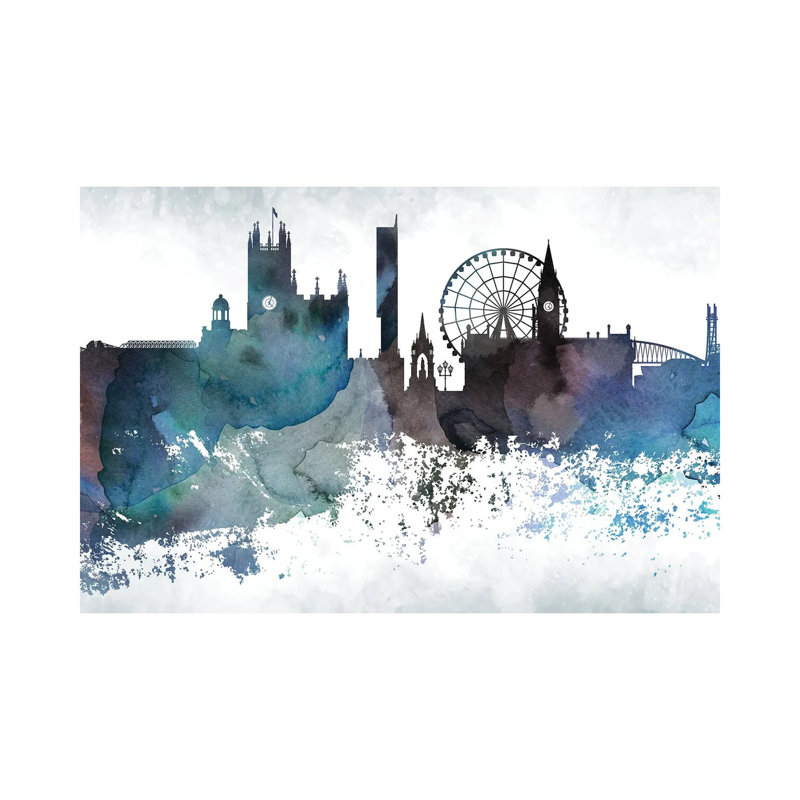 Manchester Bluish Skyline by WallDecorAddict - Wrapped Canvas Print, 101.6 cm H x 66.04 cm W x 3.175 cm D
