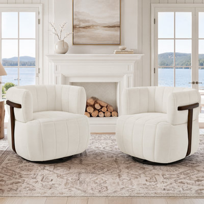 32.6'' Wide Modern  Upholstered Swivel Armchair