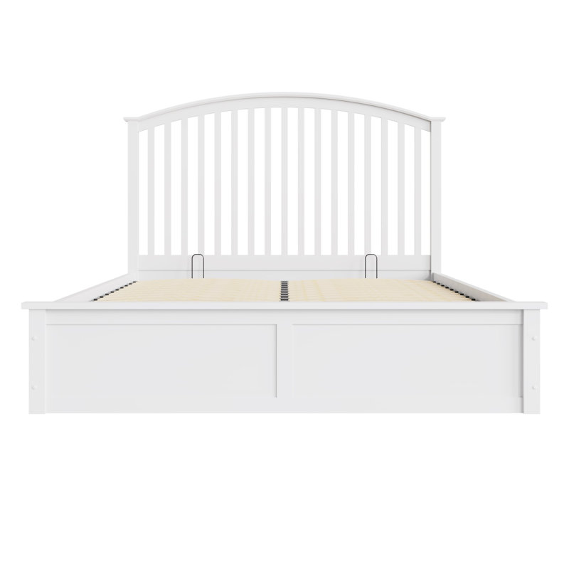 Armory Solid Wood Ottoman Storage Bed, White, Kingsize (5')