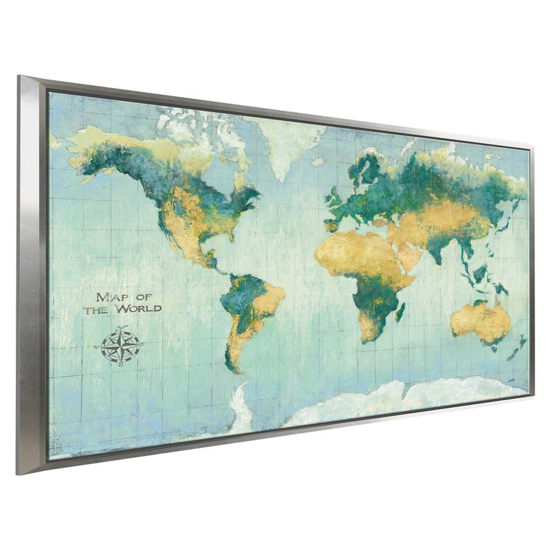 Terre dorée - impression, H 31,5 po x l 51,5 po x P 2 po, Cadre flottant argent