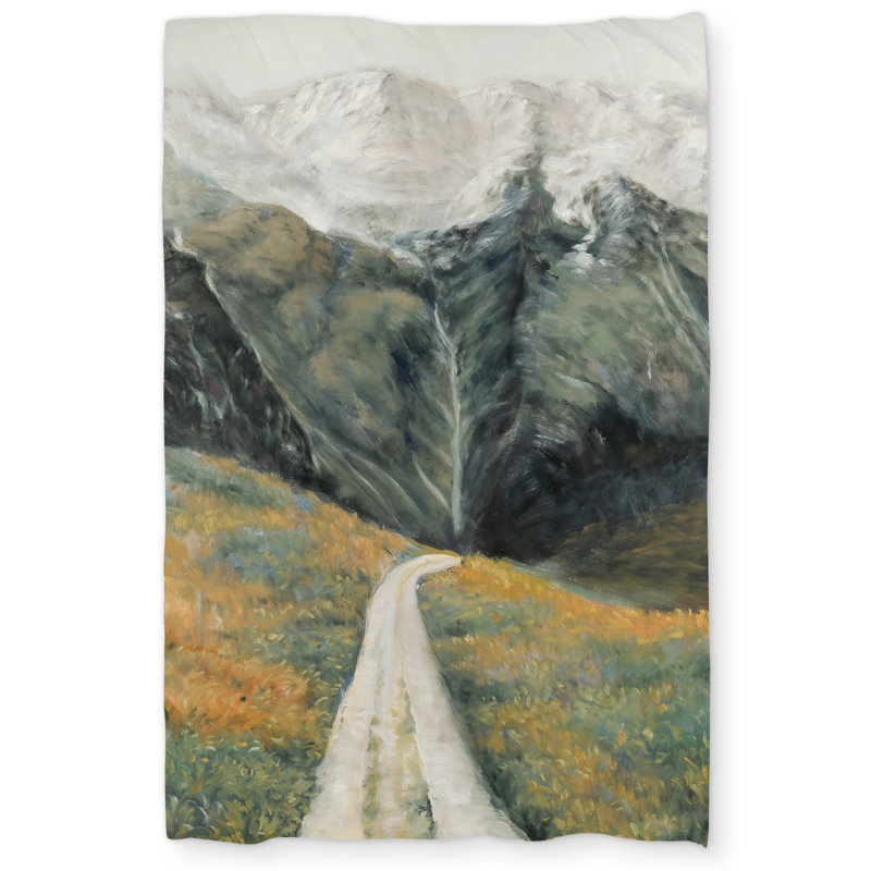 Mountainous Landscape Orange Duvet Cover | Home Decor Accent