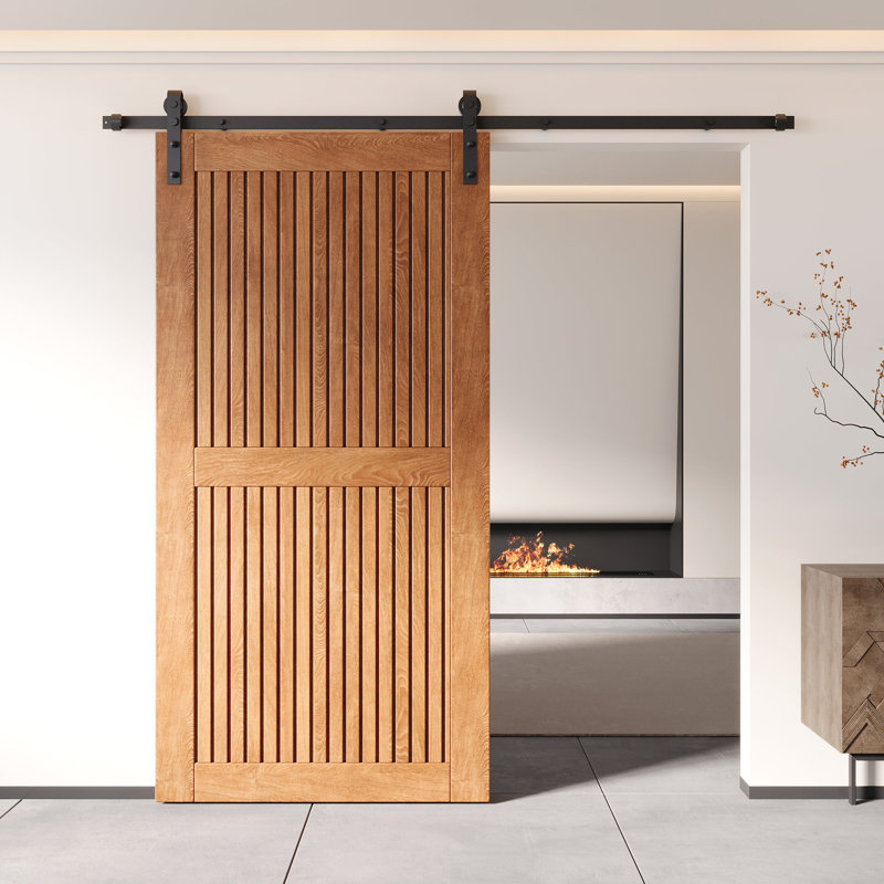 Porte de grange en bois de pin à finition verticale Homacer à rayures verticales Homacer, 48 po x 80 po