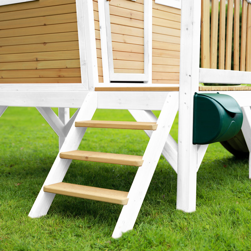 Robin AXI 264cm W x 177cm D Outdoor Hemlock Wood Luxury Playhouse, Natural/White/Lime Green