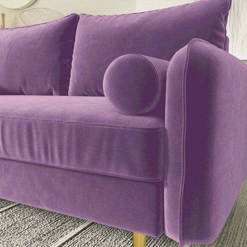 Bombalier 57.9'' Velvet Loveseat, Lavender
